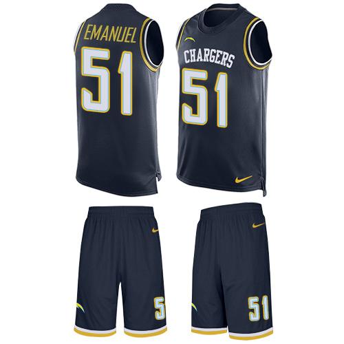 Nike Chargers #51 Kyle Emanuel Navy Blue Team Color Men's Stitched NFL Limited Tank Top Suit Jersey